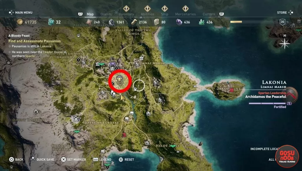 where to find king pausanias blood feast ac odyssey