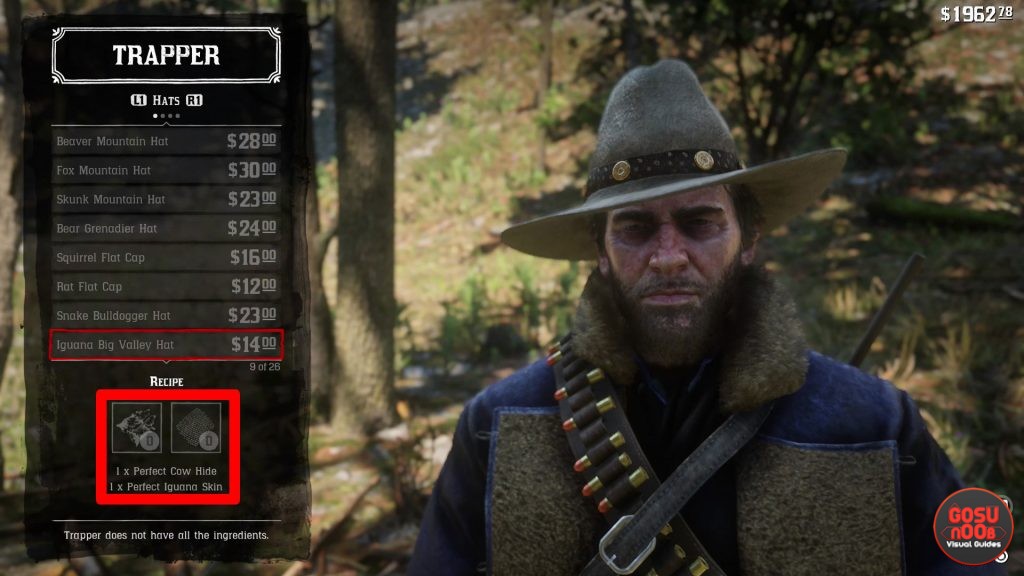Red Dead Redemption 2 Crafting Ingredients for Pearson & Trapper