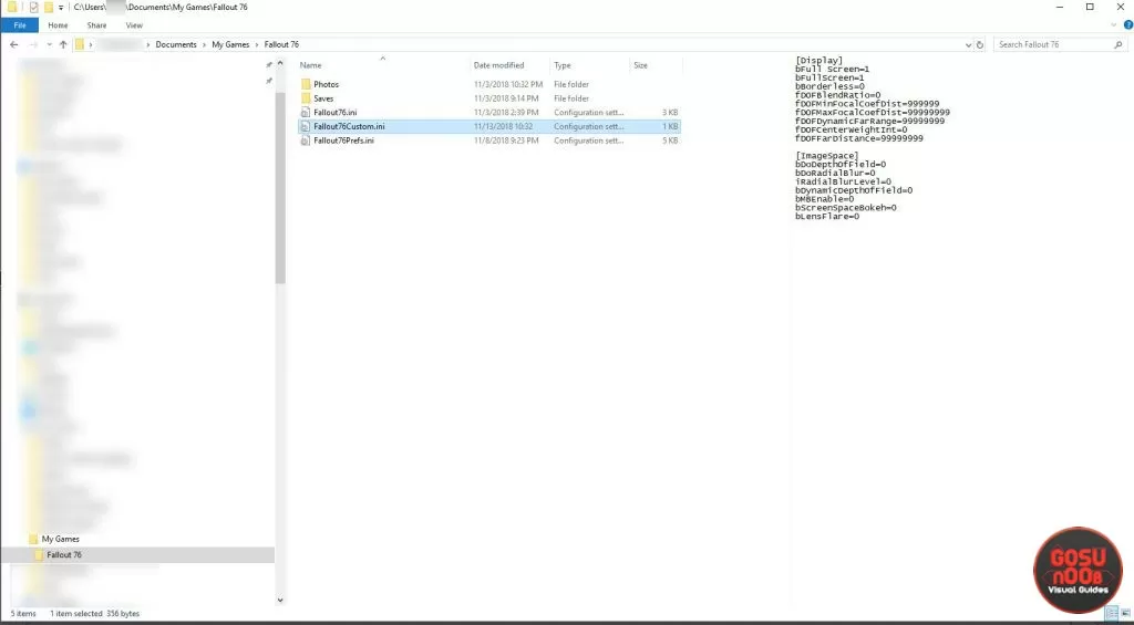 fallout 76 remove depth of field dof ini fix