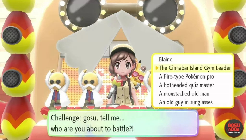 how to beat blaine gym quiz answers pokemon lets go