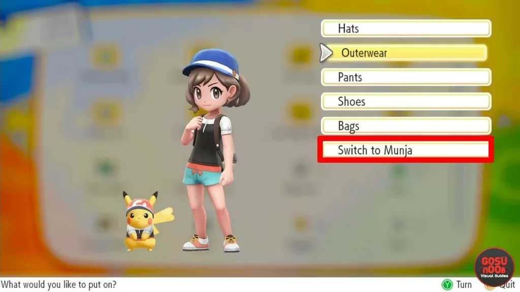 pokemon lets go how to change trainer outfit