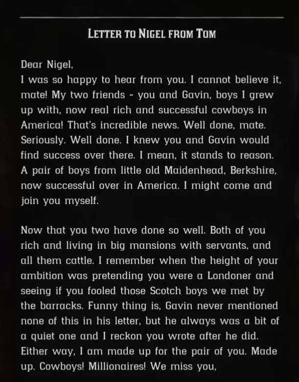 rdr2 letter to nigel from tom