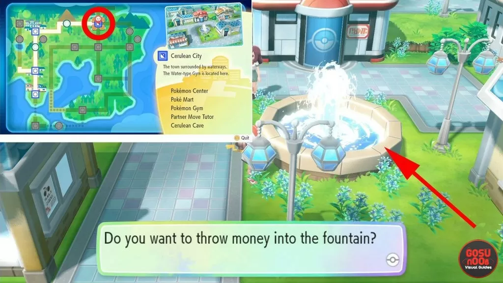 where to find fountain cerulean city pokemon lets go