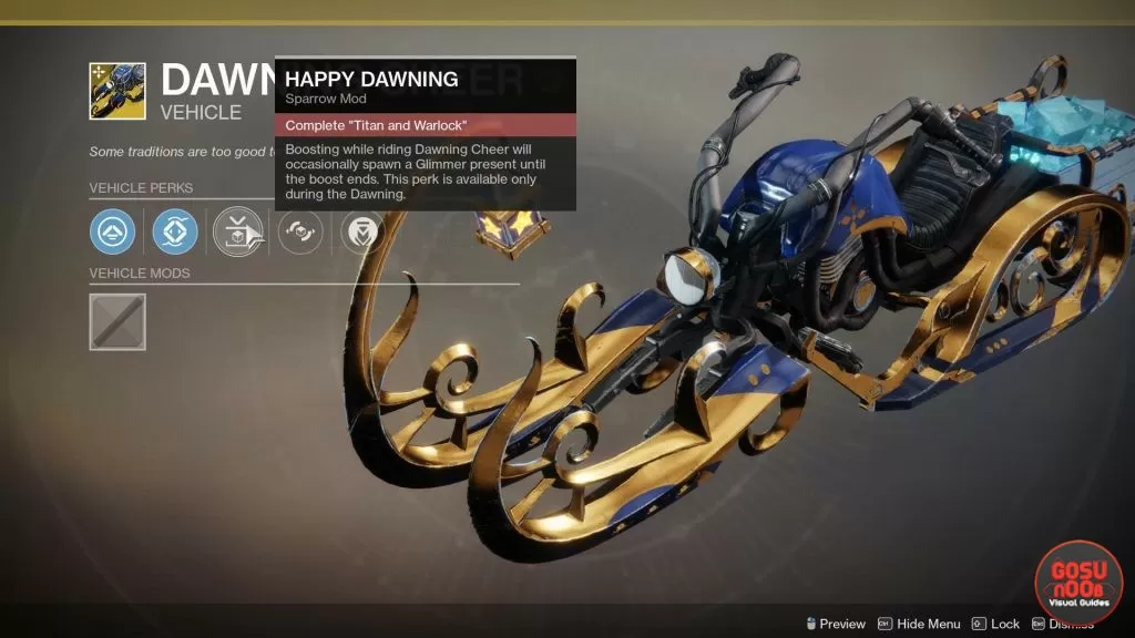 Destiny 2 Dawning Cheer Sparrow Mod Upgrades - How to Unlock