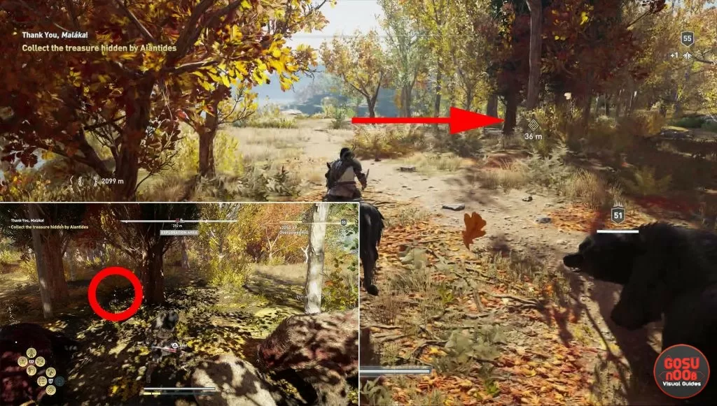 aiantides treasure location where to find ac odyssey dlc thank you malaka quest