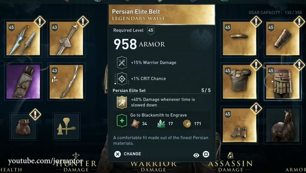 assassins creed odyssey legacy of first blade dlc persian elite legendary waist armor