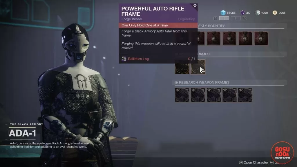 destiny 2 powerful auto rifle frame quest