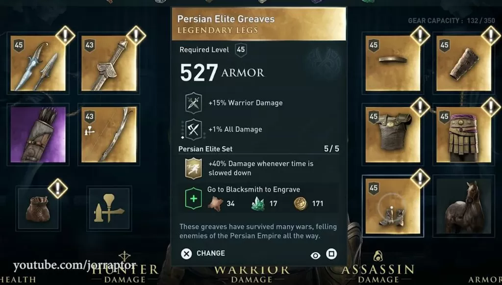 legendary persian elite leg armor ac odyssey dlc legacy of first blade