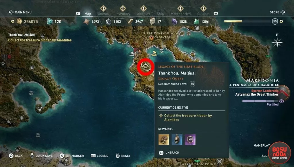 where to find aiantides treasure thank you malaka ac odyssey dlc