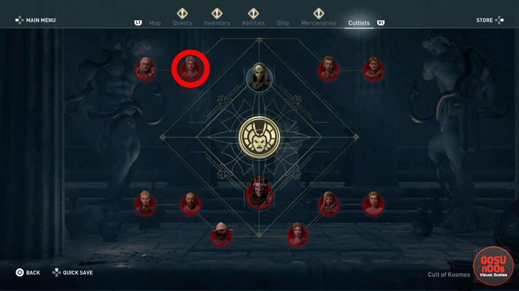 AC Odyssey Legacy of First Blade Augos the All-Seeing Cultist Location