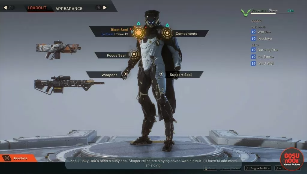 anthem how to change weapons abilities javelins