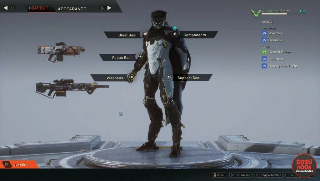 anthem how to choose which javelin to play