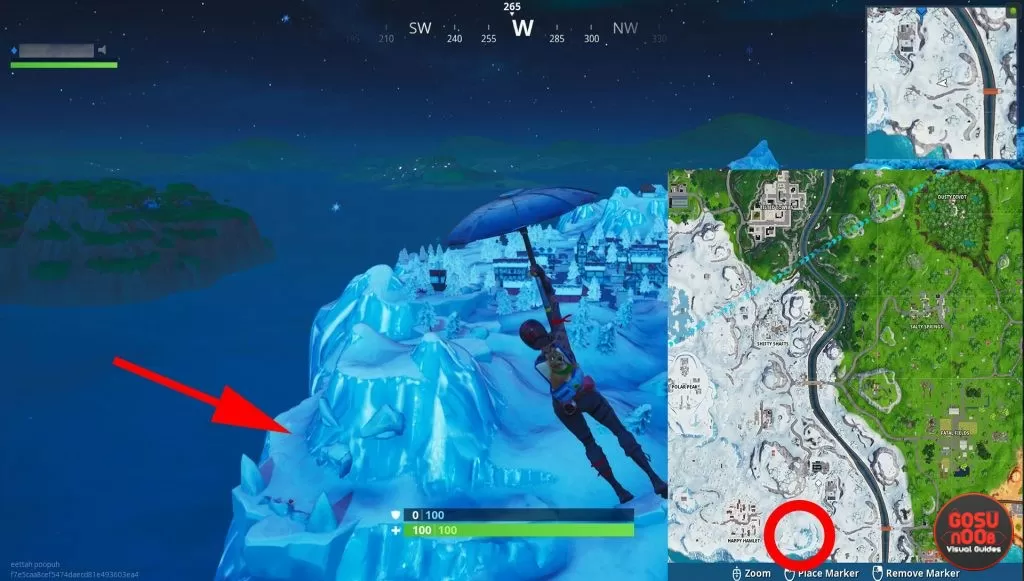 fortnite season 8 weekly challenge snow giant face location