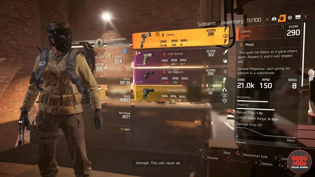 Division 2 Exotic Weapons Liberty Pistol Lullaby Shotgun Ruthless Rifle