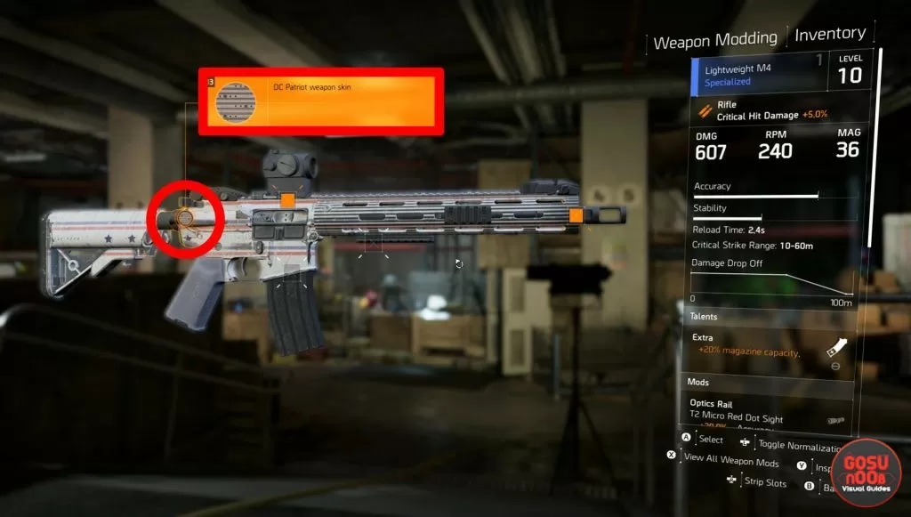 apply & change division 2 weapon skins how to