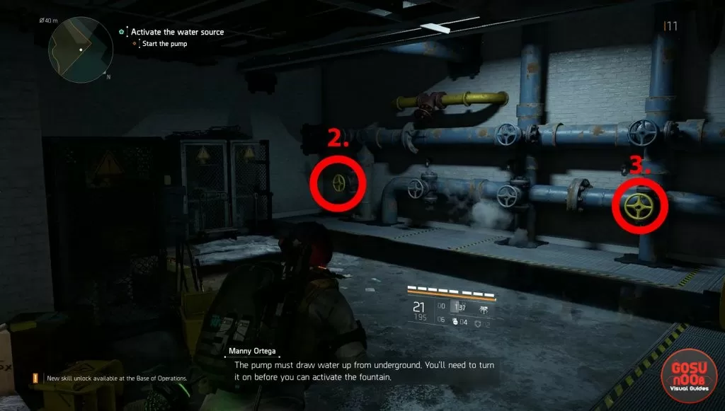 division 2 activate water source how to start pump