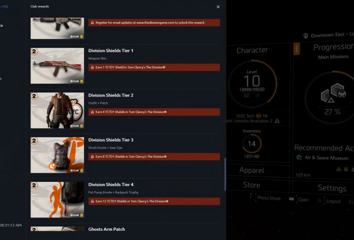 division 2 how to unlock shield rewards