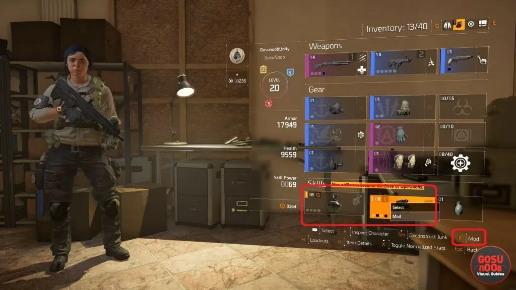 division 2 how to equip skill mods