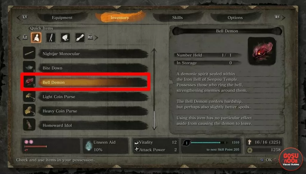 how to turn off sekiro demon bell