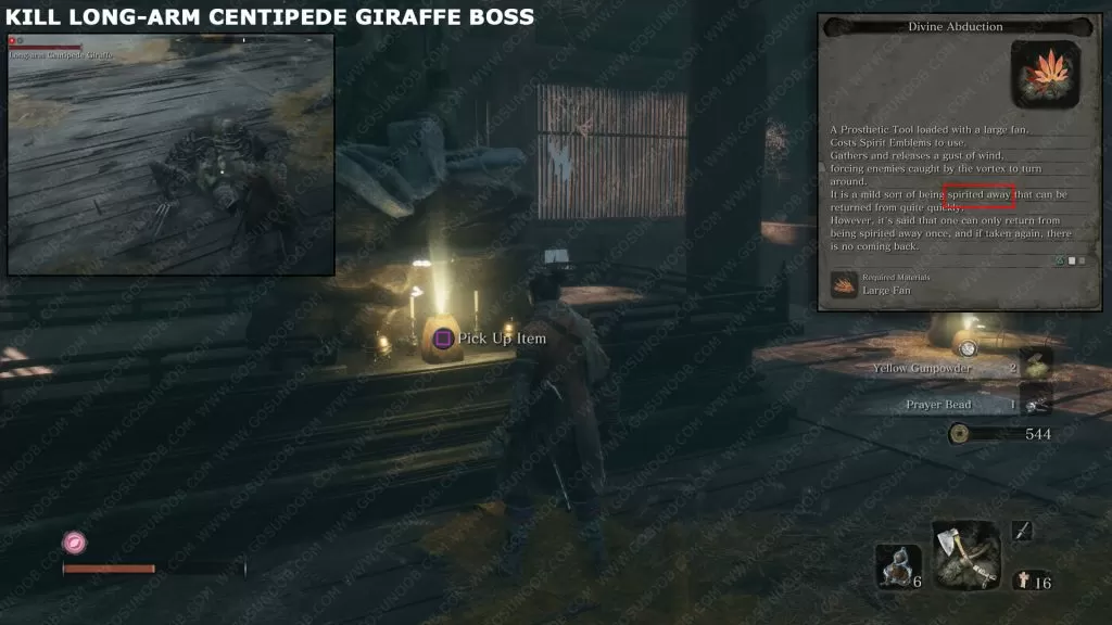 sekiro how to get Divine Abduction prosthetic tool