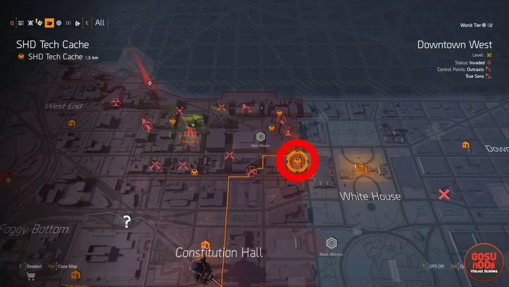 where to find missing shd tech cache downtown west division 2