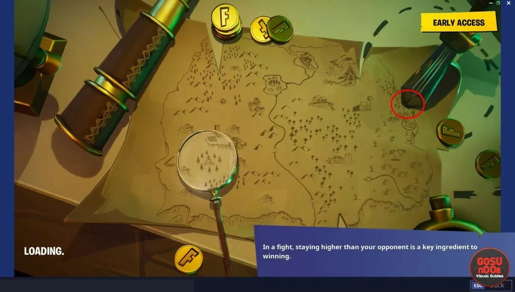 fortnite search where the knife points on treasure map loading screen