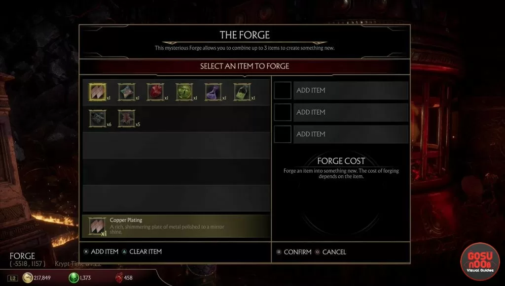 mk11 forge recipes crafting