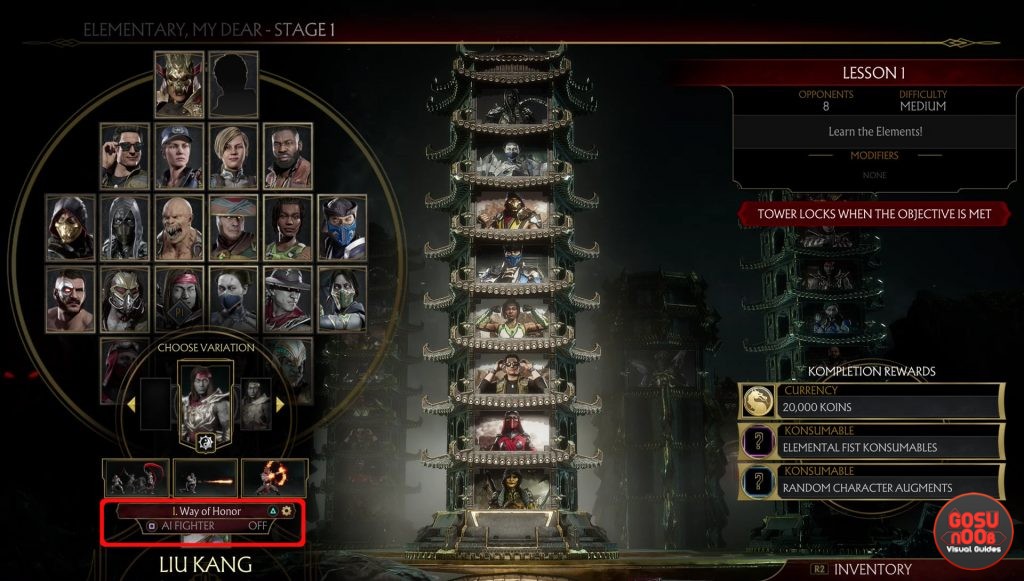 mortal kombat 11 how to use ai fighter tower of time