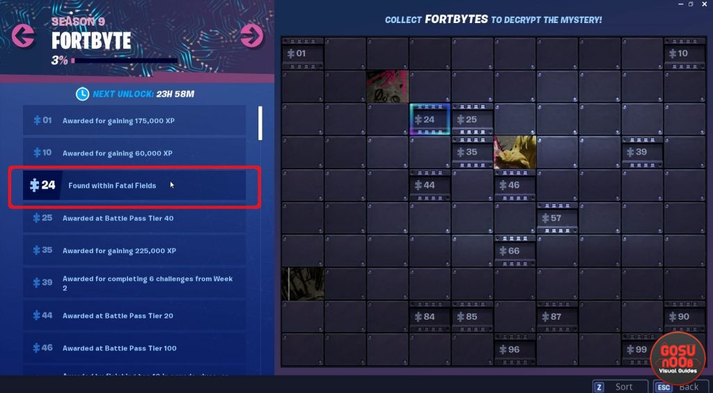 fortnite fortbyte 24 found within fatal fields