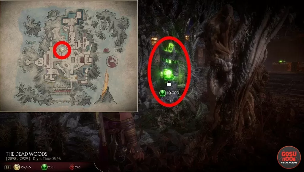 how to get mk11 krypt shinnoks amulet ensorcelled gem of trapped souls location