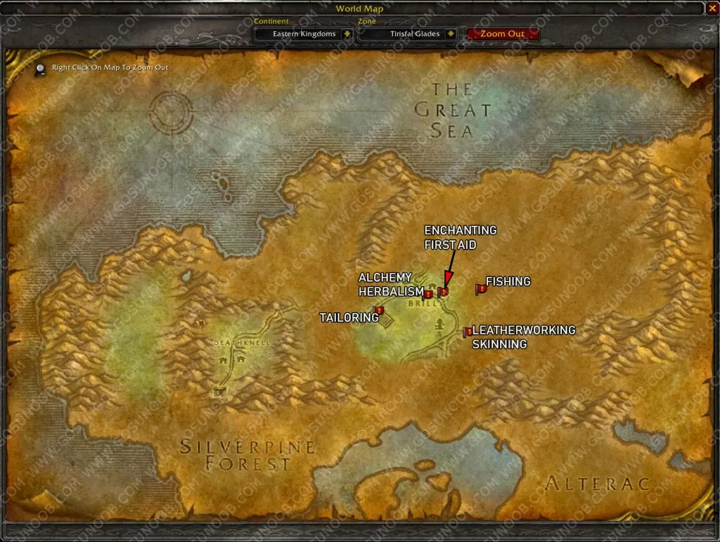 tauren starting area skinning trainer location wow classic