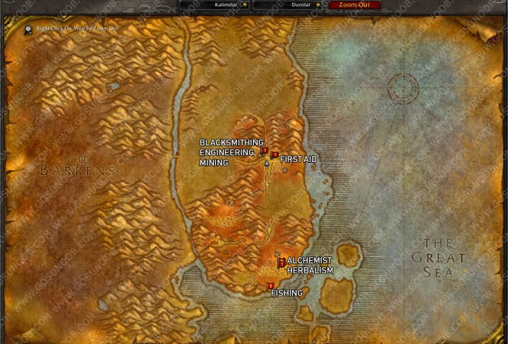 wow classic durotar profession trainer locations