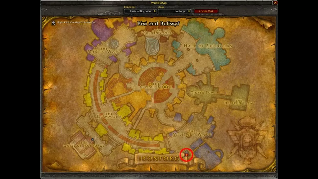 wow classic ironforge weapon master location