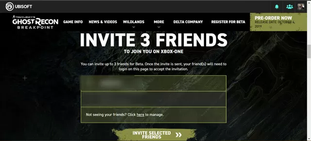 Ghost Recon Breakpoint Beta How to Invite Friends - Friend Referral