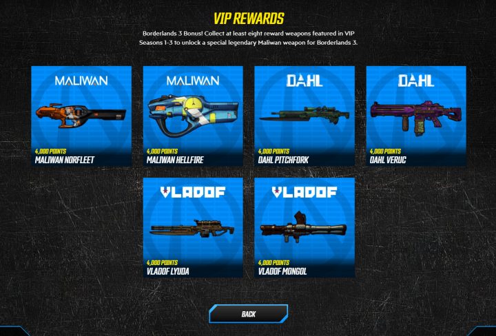 borderlands 3 where to find vip weapons rewards