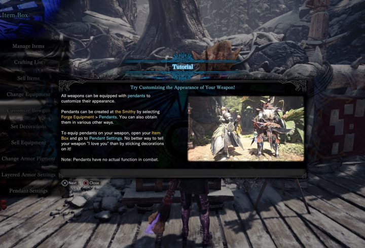 mhw iceborne pendants how to customize weapons