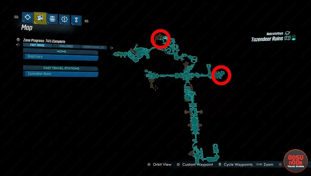 tazendeer ruins red chest locations map borderlands 3