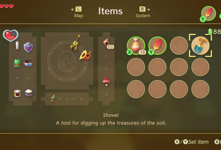 zelda link's awakening how to dig where to find shovel