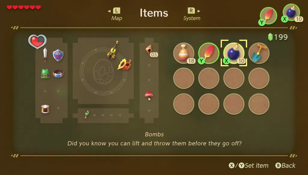 zelda link's awakening how to get bombs destroy walls