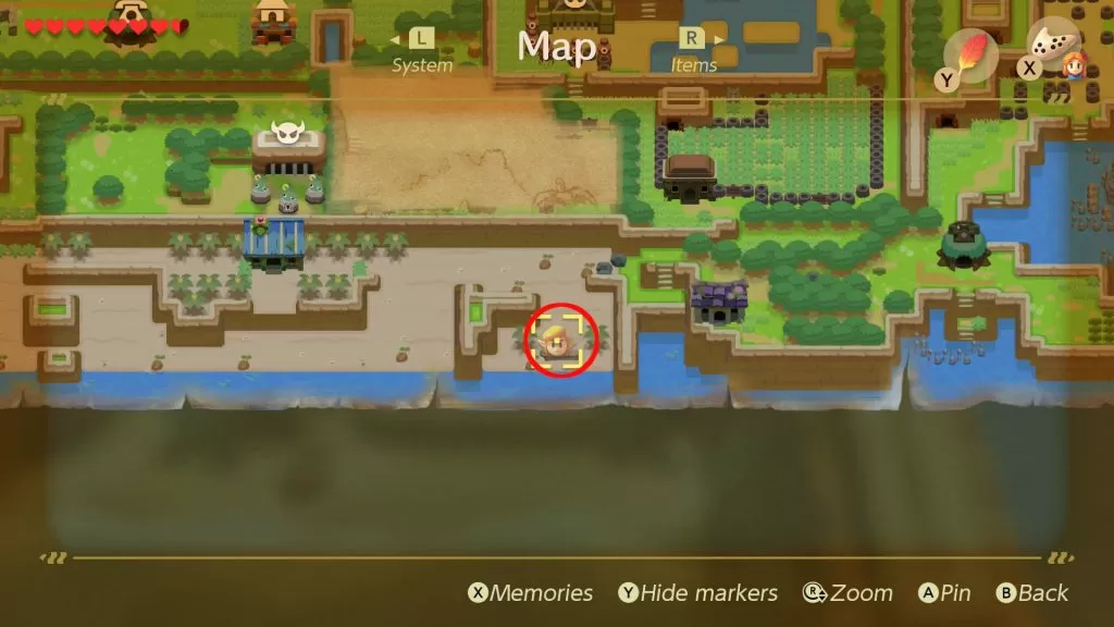 zelda link's awakening marin location