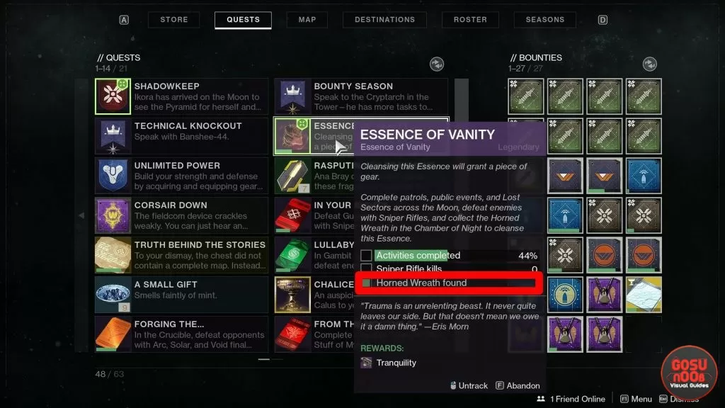 Destiny 2 Horned Wreath Location Essence of Vanity Tranquility Quest