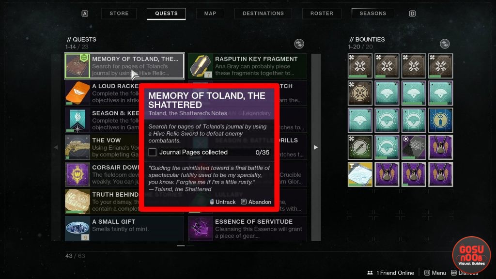 Destiny 2 Memory of Toland the Shattered Journal Pages Locations