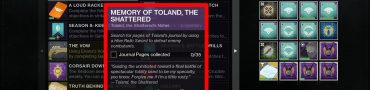 Destiny 2 Memory of Toland the Shattered Journal Pages Locations