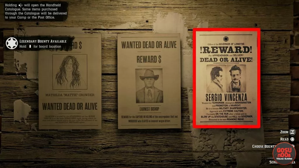 Red Dead Online Legendary Bounty Sergio Vincenza Location