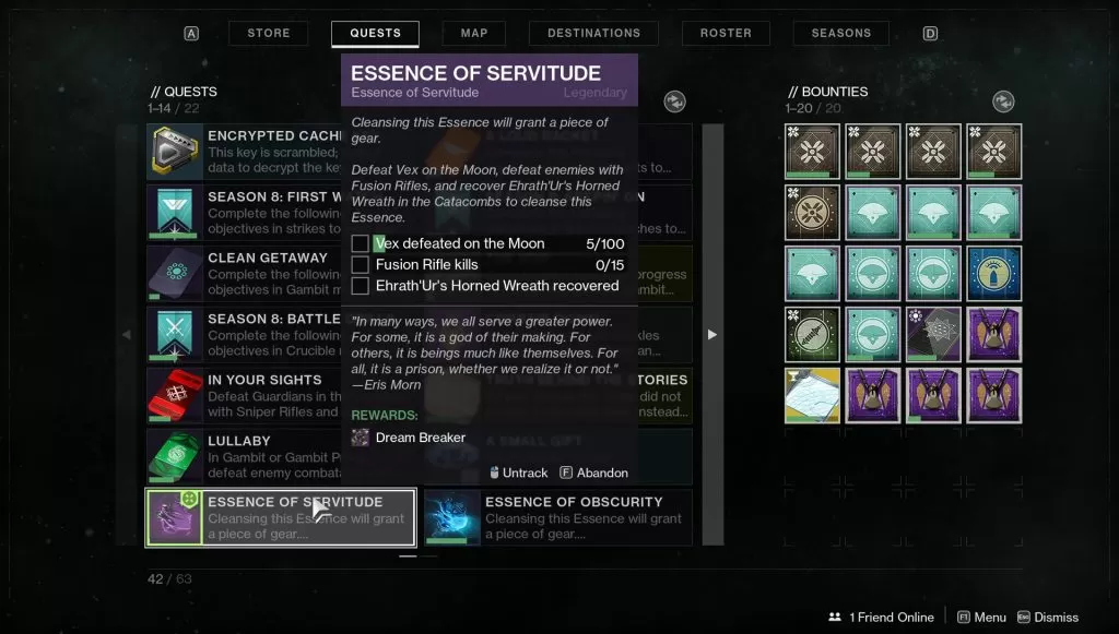 destiny 2 ehrathur's horned wreath essence of servitude dream breaker