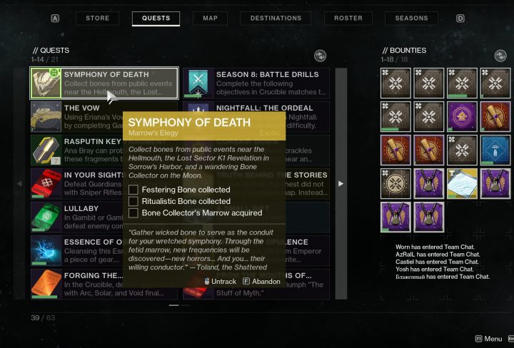 destiny 2 festering ritualistic bone collector's marrow location