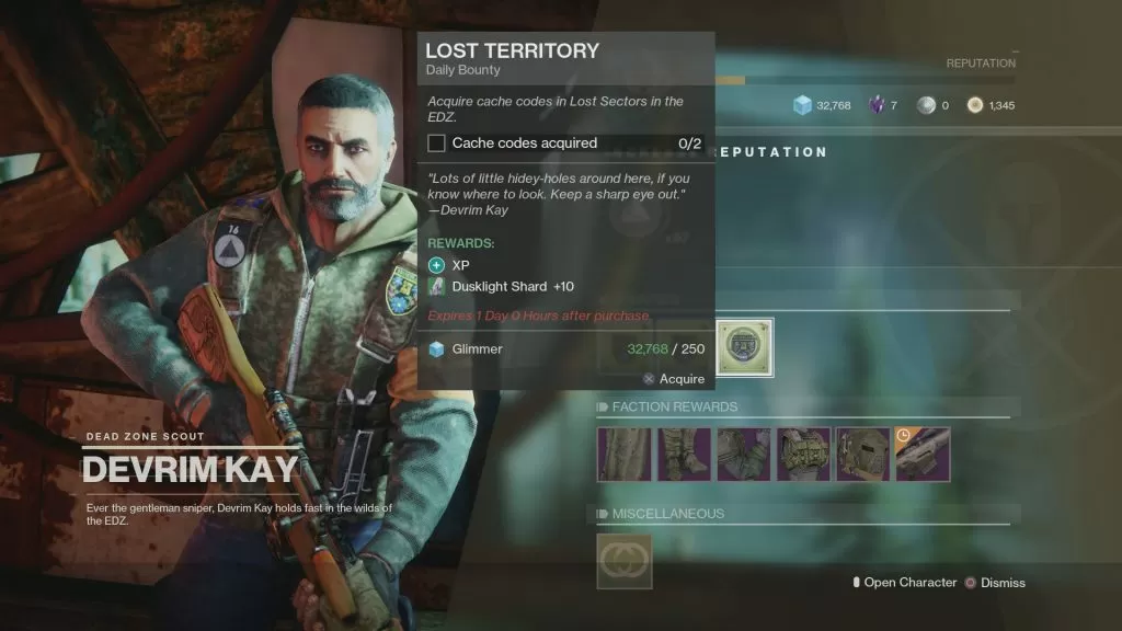 destiny 2 lost territory bounty cache codes