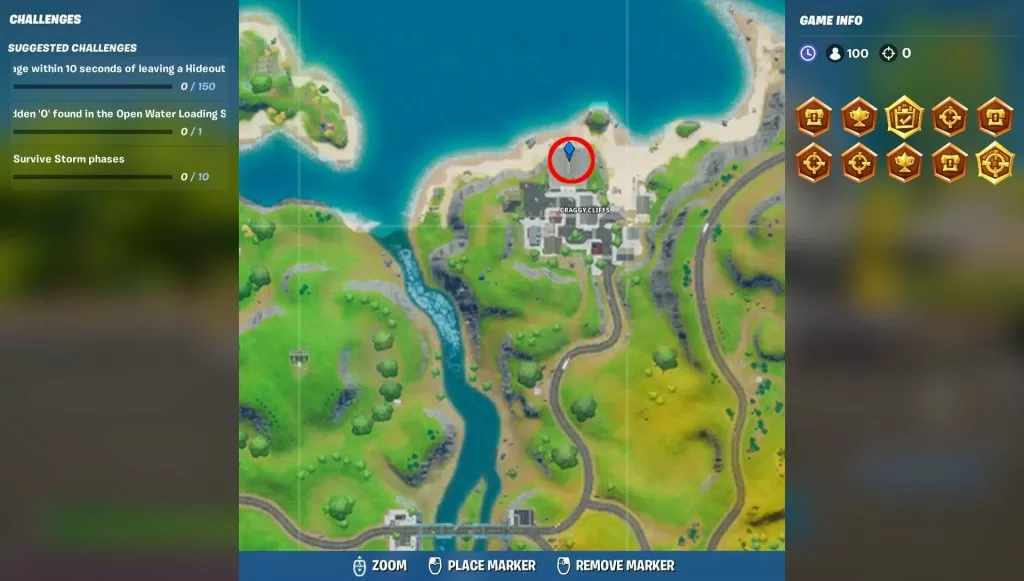 fortnite hidden o location open water