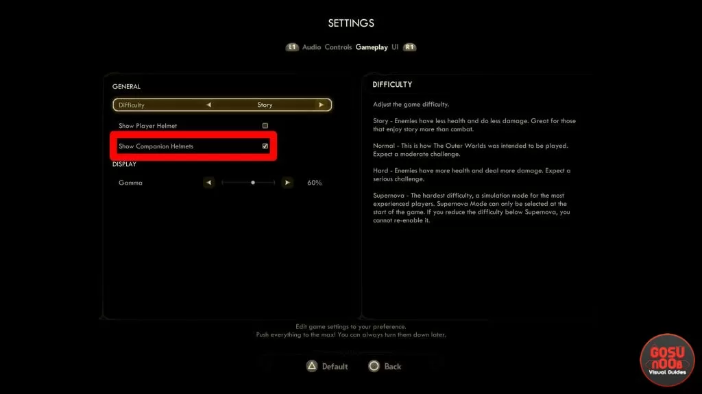 how to remove helmet from companions outer worlds