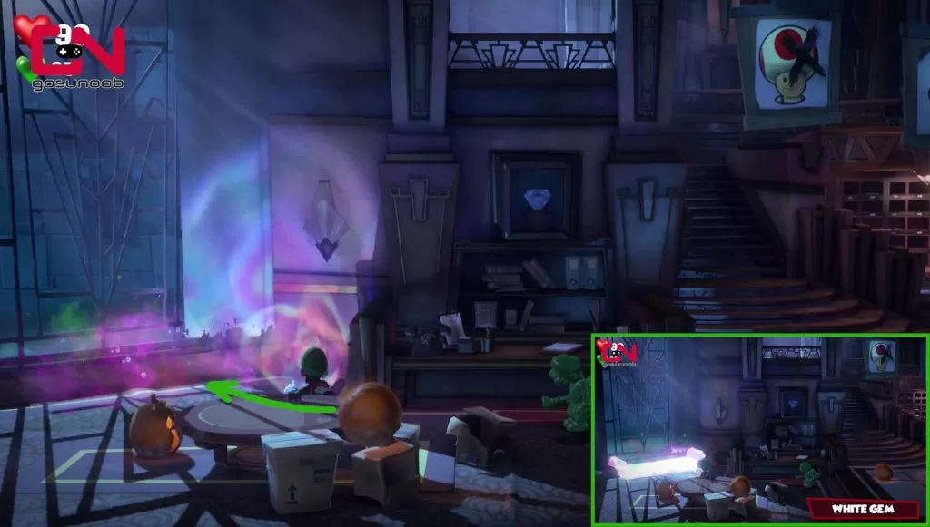 luigi's mansion 3 how to get first gem white hotel lobby